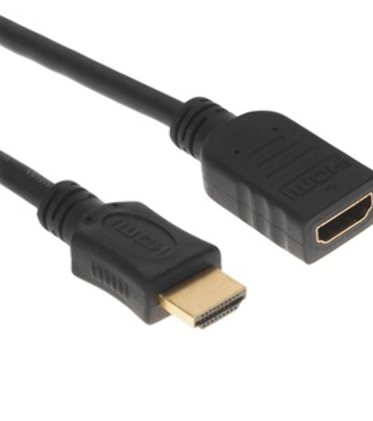 Кабель-удлинитель HDMI Cablexpert CC-HDMI4X-0.5M, 19M/19F, v2.0, позол.разъемы, экран, 0.5м, черный, пакет