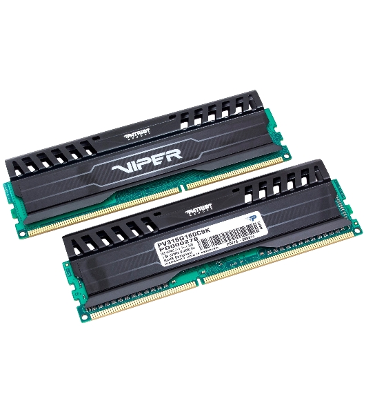 Оперативная память Patriot Viper 3, DDR3, 16GB (2x8 GB), 1600 MHz, CL9, DIMM, радиатор, черный