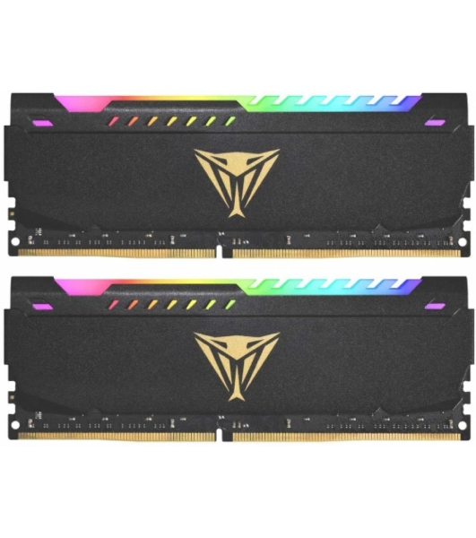 Оперативная память Patriot Viper Steel, DDR4, 32GB (2x16GB), 3200MHz, CL18, DIMM, с радиатором, RGB, черный