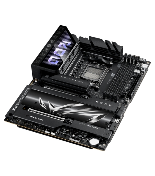 Материнская плата ASUS ROG CROSSHAIR X870E HERO, AM5, AMD X870E, 4xDDR5, 4xSATA, 5xM.2, 2xPCI-E 5.0 x16, 1xHDMI, 2xUSB-C (видео), 2x 5Gb LAN, 6xUSB-A 3.2 Gen 2, 2xUSB-C 3.2 Gen 2, 2xUSB4, 2x3.5 мм, 7.1, ATX