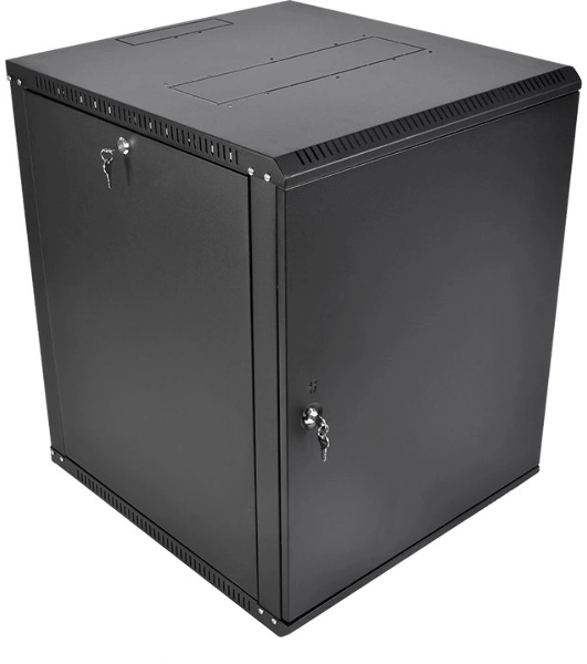 Шкаф телекоммуникационный настенный разборный ЦМО ЭКОНОМ 12U (600 x 520) дверь металл, черный (ШРН-Э-12.500.1-9005)
