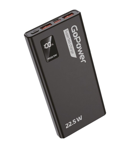 Портативный аккумулятор GoPower PB03-20 20000mAh 3.0A 22.5W 2USB/Type-C черный (1/50)