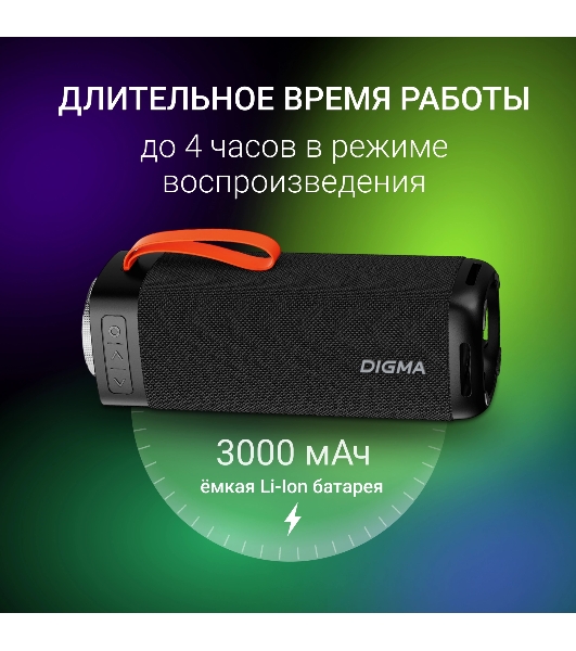 Портативная колонка Digma D-PS1522 черный 60W 2.0 BT 10м 3000mAh