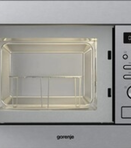 Встраиваемая микроволновая печь Gorenje BM201AG1X нержавеющая сталь, 20 л, 800 Вт, переключатели - поворотный механизм/кнопки