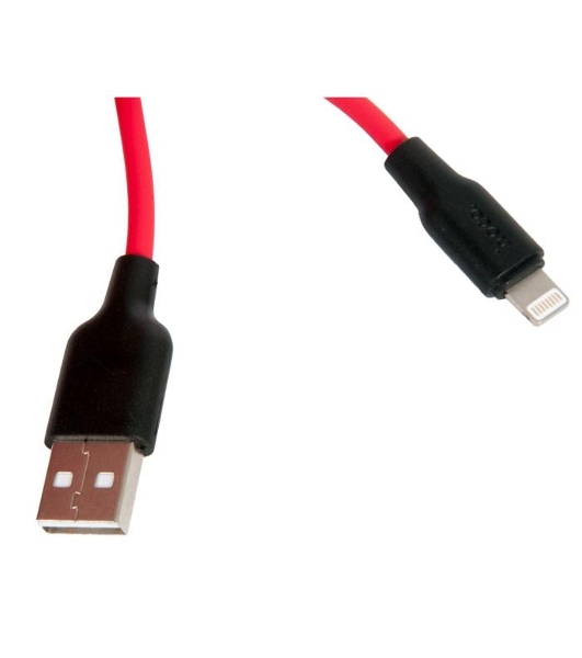 Кабель USB 2.0 HOCO X21, силиконовая оплетка, AM/Lightning M, черно-красный, 1м