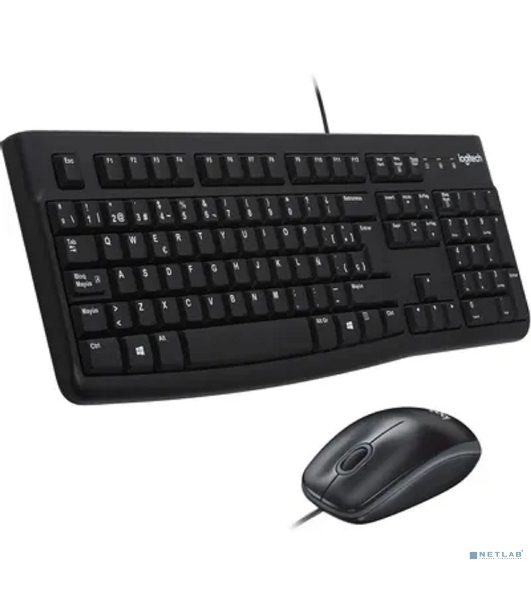 Комплект клавиатура+мышь Logitech MK120 проводной, USB, 1000 DPI, чёрный(заводская гравировка)
