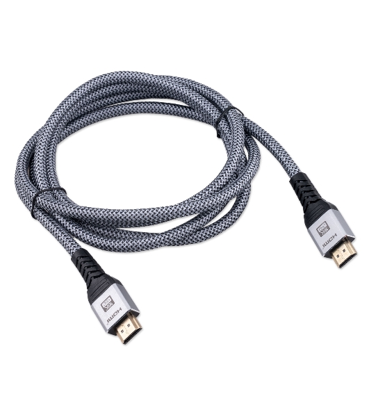 Кабель HDMI Cablexpert CCP-HDMI16K-2M, 19M/19M, v2.2, 16K, медь, тройной экран, позол.контакты, нейлон.оплетка, метал.коннекторы, 2м, серый, коробка