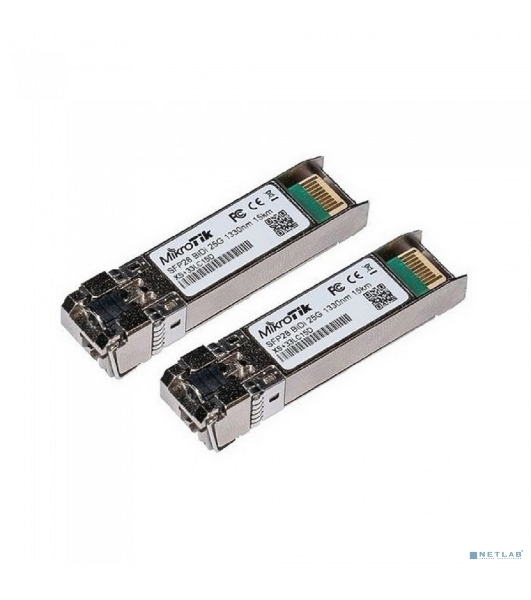 Комплект из двух SFP+ модулей Mikrotik XS+2733LC15D SFP/SFP+/SFP28 modules 1/10/25G 15km 1270nm + 1330nm