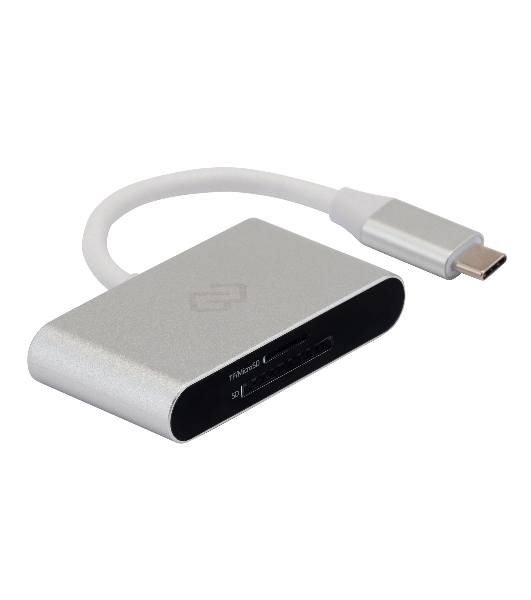 Кард-ридер Digma CR-С2501-S/серебристый/SD/TF/micro-SD/USB Type-C/алюминий