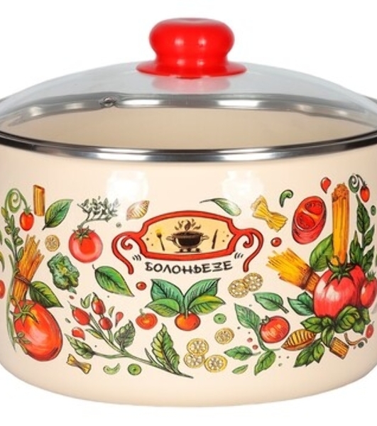 Кастрюля Appetite 1RC181S Болоньезе с крышкой, эмалированная сталь, сфер. 3 л