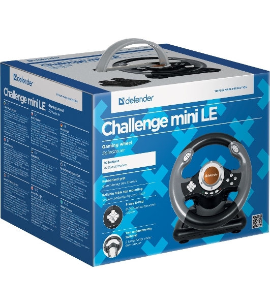 Игровой руль Defender CHALLENGE MINI Руль+ педали, 10кн., 200мм.,USB