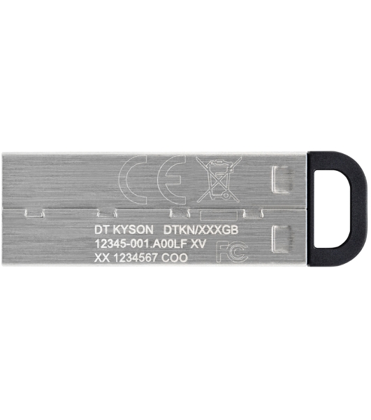 Флешка USB Kingston DataTraveler KYSON (DTKN/64GB), 64Gb, USB 3.2 Gen 1, R/W 200/60, серебристый/черный