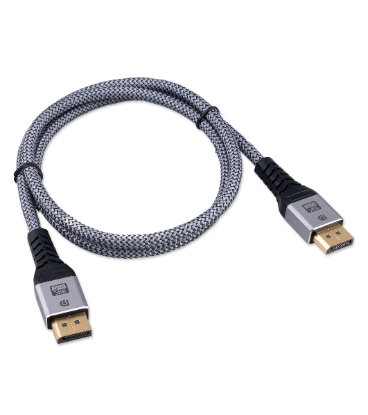 Кабель DisplayPort Cablexpert CCP-DP16K-1M, 20M/20M, v2.1, 16K, медь, тройной экран, позол.контакты, нейлон.оплетка, метал.коннекторы, 1м, черный, коробка