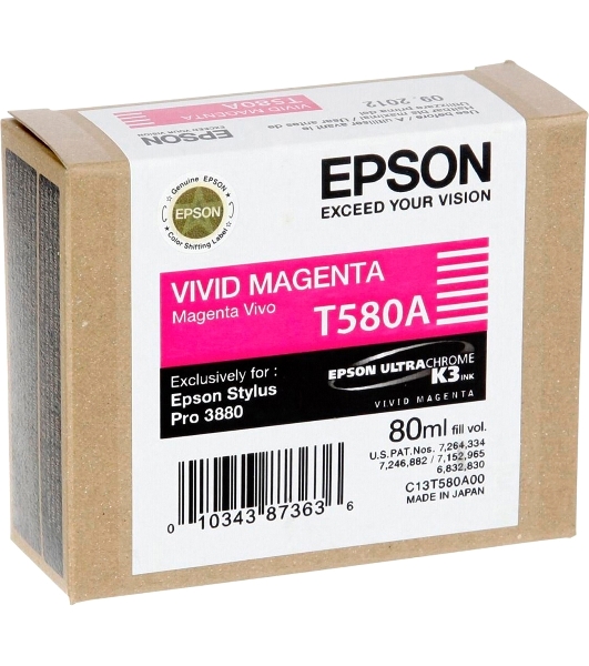 Картридж струйный Epson T580A (C13T580A00) пурпурный (80 мл) для Epson Stylus Pro-3880