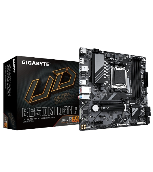 Материнская плата Gigabyte B650M D3HP, AM5, AMD B650, 4xDDR5, 4xSATA, 2xM.2, 1xPCI-E 4.0 x16, 1xPCI-E x1, 1xHDMI, 2xDP, 1x 2.5Gb LAN, 3xUSB-A 3.2 Gen 1, 2xUSB-A 2.0, 1xUSB-C 3.2 Gen 1, 3x3.5 мм, 7.1, Micro-ATX