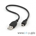 Кабель Gembird USB 2.0 PRO для соед. 0,3м AM/miniBM позол.конт., черный, фото2