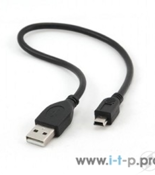 Кабель Gembird USB 2.0 PRO для соед. 0,3м AM/miniBM позол.конт., черный