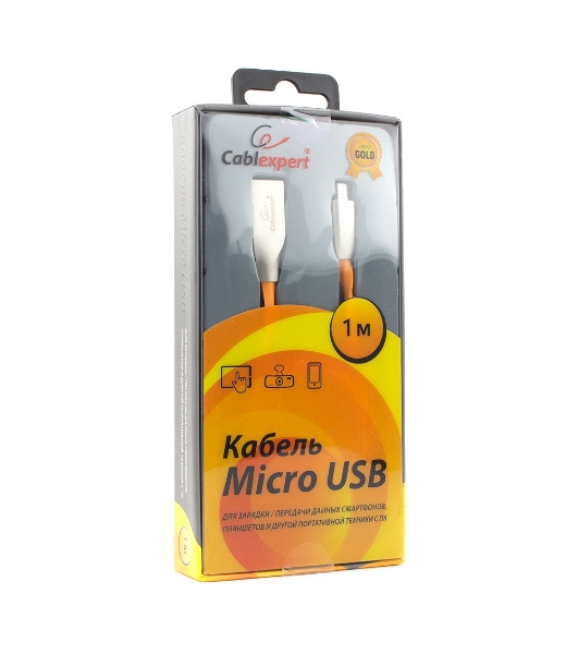 Кабель USB2.0 Cablexpert CC-G-mUSB01O-1M, AM/microB, серия Gold, длина 1м, оранжевый, блистер
