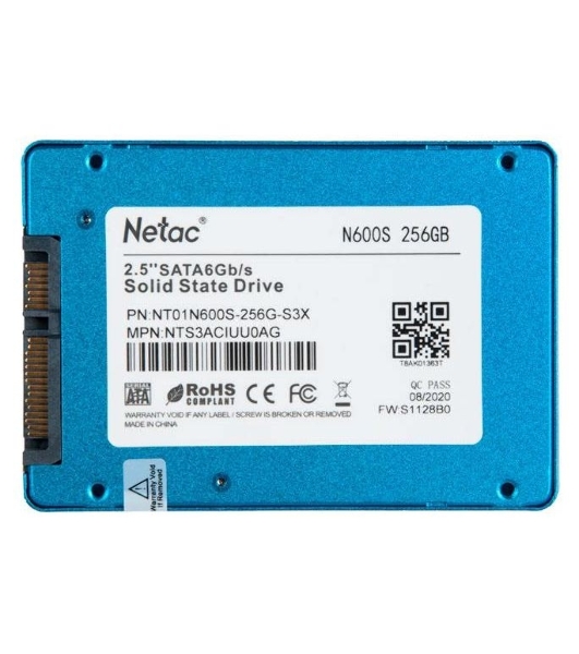 Накопитель SSD Netac N600S, 256Gb, SATA III, 2.5', R/W 540/490
