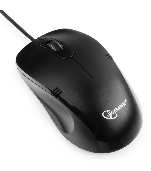 Мышь проводная Gembird MOP-100 черный, 1000 dpi, USB, кнопки - 3