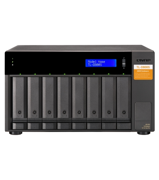 Полка расширения сетевого хранилища без дисков SMB QNAP TL-D800S SATA expansion enclosure, 8-tray 3,5'/2,5' w/o HDD. 2xSFF-8088, hardware RAID support, desktop version.