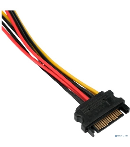 Кабель питания SATA Cablexpert CC-SATA-2MOLEX-20CM, Sata 15pin/2x Molex 4pin, 20 см, пакет