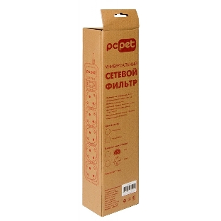 Сетевой фильтр PC Pet AP01006-E-GR 1.8м, 5 розеток, серый