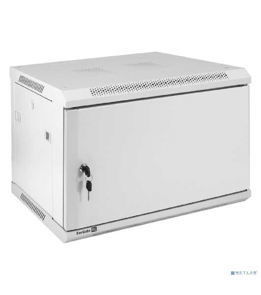 Шкаф телекоммуникационный 19' настенный 6U ExeGate EC-WM-6U.450.M.GREY (19', 6U, 600x450x370 мм (ШхГхВ), передняя дверь металл, съемные боковые панели, пыле- и влагозащита IP23, светло-серый RAL 7035)