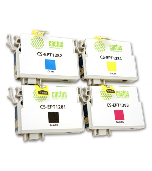 Картридж струйный Cactus CS-EPT1285 черный/голубой/пурпурный/желтый (31 мл) для Epson Stylus SX125/SX425W/SX420W/S22/Office BX305F/BX305FW