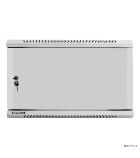 Шкаф телекоммуникационный 19' настенный 6U ExeGate EC-WM-6U.450.M.GREY (19', 6U, 600x450x370 мм (ШхГхВ), передняя дверь металл, съемные боковые панели, пыле- и влагозащита IP23, светло-серый RAL 7035)