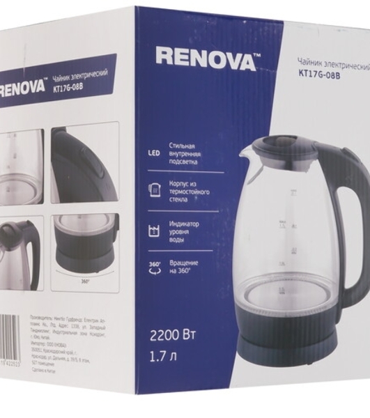 Чайник электрический Renova KT17G-08B
