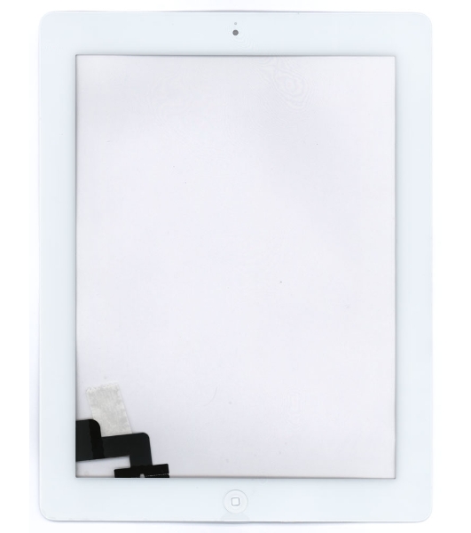 Сенсорное стекло (тачскрин) для iPad 2 (A1395, A1396, A1397), белое с кнопкой OEM