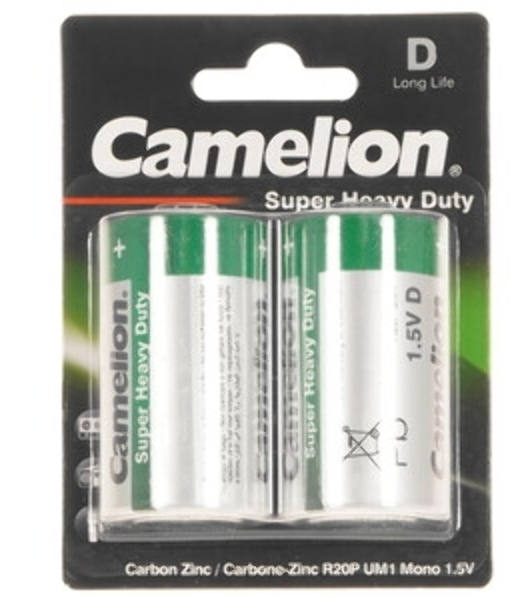 Элемент питания солевой Camelion R R20 (шринка 2шт) 1.5 В