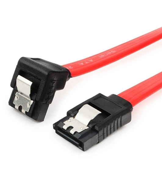 Кабель интерфейсный SATA Cablexpert CC-SATAM-DATA90-0.8M, 80 см, угловой разъем, 7pin/7pin, защелка, пакет