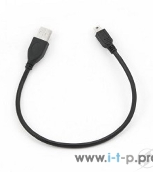 Кабель Gembird USB 2.0 PRO для соед. 0,3м AM/miniBM позол.конт., черный