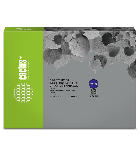 Картридж струйный Cactus CS-EPT01D100 (T01D1) черный (860 мл) для Epson WorkForce Pro WF-C529R/C529RDTW/C529RDTW EPP