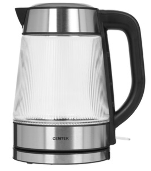 Чайник электрический Centek CT-0013 стекло, 2200 Вт, 1.8 л, серебристый