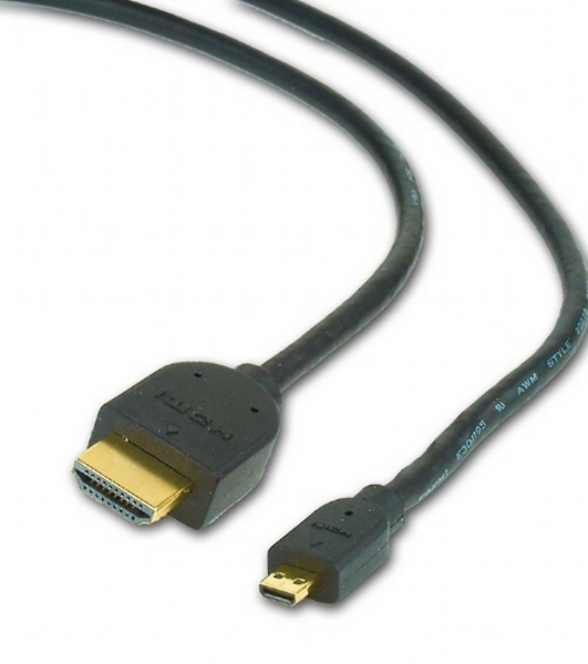 Кабель Cablexpert HDMI-micro HDMI CC-HDMID-6, 19M/19M, v2.0, медь, позол.разъемы, экран, 1.8м, черный, пакет