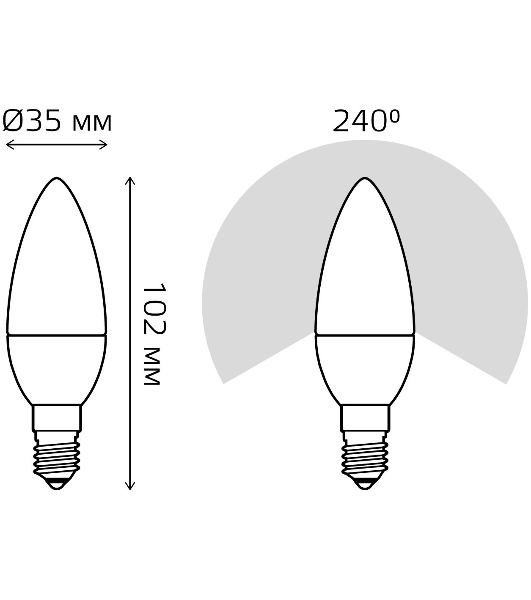 Лампа светодиодная LED Gauss 8Вт E14 220В 4100К Elementary свеча 33128