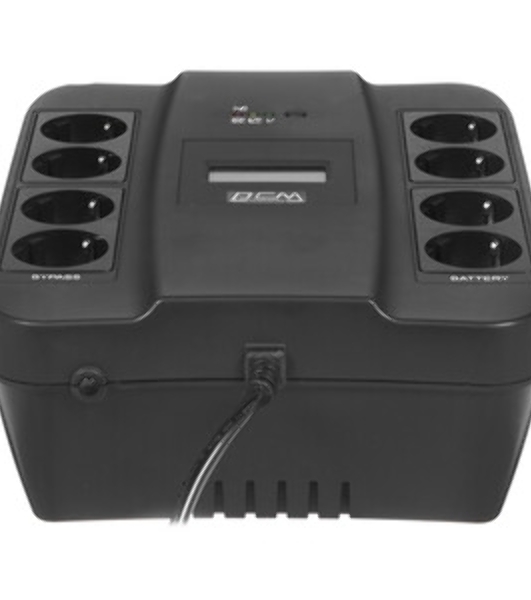 Источник бесперебойного питания Powercom Back-UPS SPIDER, Line-Interactive, LCD, AVR, 1100VA/605W, Schuko, USB, черный (1452054)