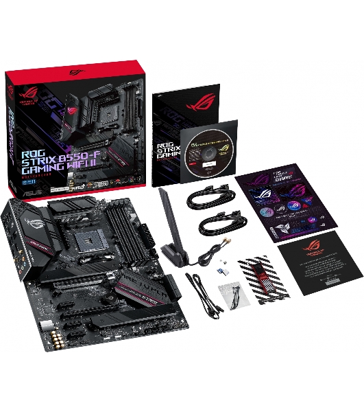 Материнская плата ASUS ROG STRIX B550-F GAMING WIFI II, AM4, AMD B550, 4xDDR4, 6xSATA, 2xM.2, 1xPCIe 3.0 x4, 1xPCIe 4.0 x16, 3xPCIe x1, 1xDP, 1xHDMI, 1x 2.5Gb LAN, 1xUSB-A 3.2 Gen 2, 2xUSB-A 3.2 Gen 1, 1xUSB-C 3.2 Gen 2, 5x3.5 мм, 7.1, ATX