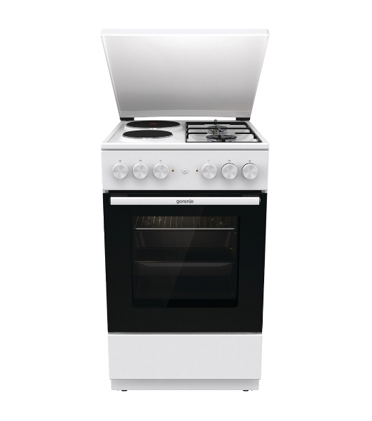 Плита комбинированная Gorenje GK5A12WG белый, конфорок 2 газовых и 2 электрических, духовка 68 л, 50 см x 85 см x 59.4 см