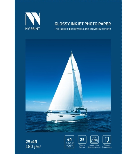 Глянцевая фотобумага для струйной печати 180 г/м 4R(100mmx150mm) 25 листов