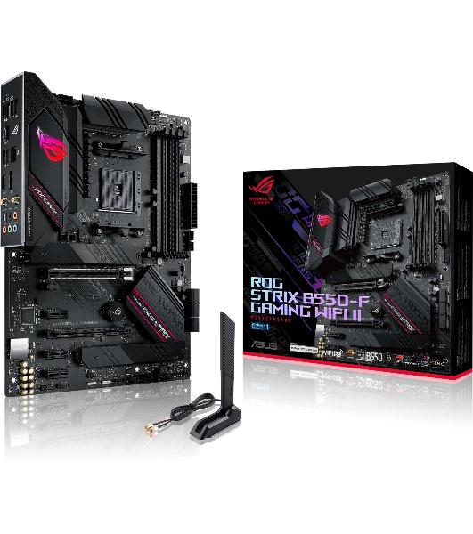 Материнская плата ASUS ROG STRIX B550-F GAMING WIFI II, AM4, AMD B550, 4xDDR4, 6xSATA, 2xM.2, 1xPCIe 3.0 x4, 1xPCIe 4.0 x16, 3xPCIe x1, 1xDP, 1xHDMI, 1x 2.5Gb LAN, 1xUSB-A 3.2 Gen 2, 2xUSB-A 3.2 Gen 1, 1xUSB-C 3.2 Gen 2, 5x3.5 мм, 7.1, ATX