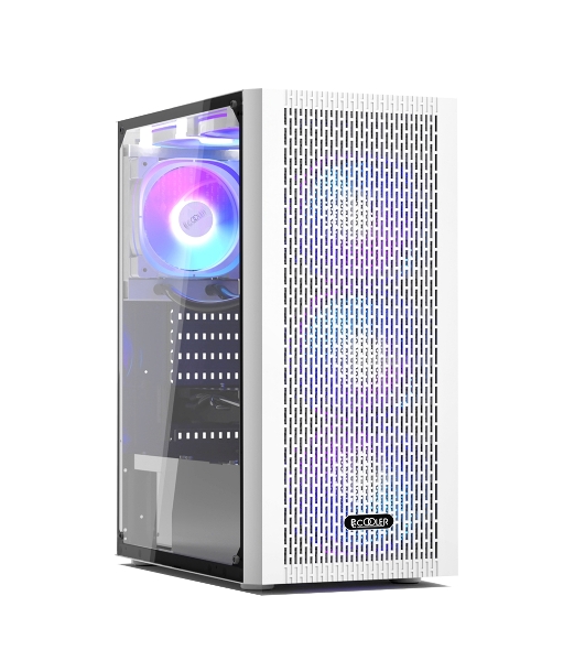 Компьютерный корпус без блока питания PCCOOLER MA100 MESH WH, Mesh Mid Tower, White, TG, 0.4 SPCC, 3x120мм ARGb ATX, mATX, mITX 160/310/180мм 2x2.5', 2x3.5', 7xPCI 1xUSB-A 3.0, 2xUSB-A 2.0 360x200x446mm