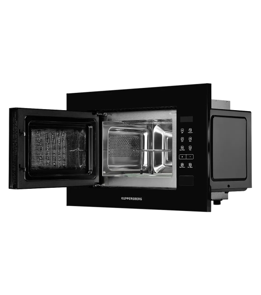 Встраиваемая микроволновая печь Kuppersberg HMW 620 B, объем 20 л, мощность 700 Вт, поворотный стол, High-Tech, 9 автоматических программ, гриль, сенсорное управление, черный