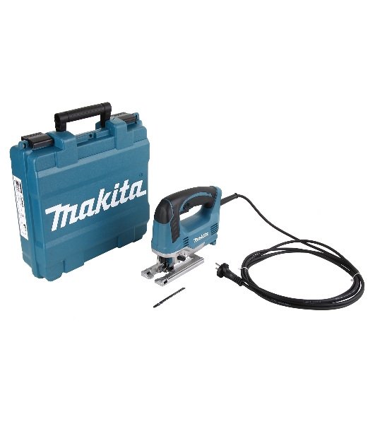 Лобзик электрический Makita JV0600K Лобзик,в\рук, 650Вт,500-3100об\м,ход-23мм,рез-90мм,2.4кг,чем,3маятн+1