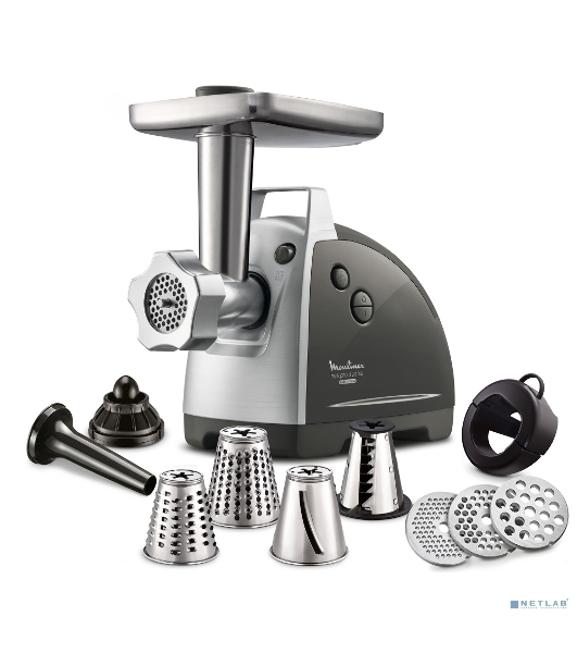 Мясорубка электрическая Moulinex ME688832 черный, 2200 Вт, 4.5 кг/мин, реверс, насадки - 6