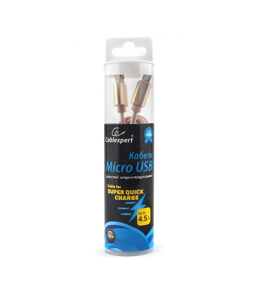 Кабель USB2.0 Cablexpert CC-U-mUSB01Gd-1.8M, AM/microB, серия Ultra, длина 1.8м, золотой, блистер