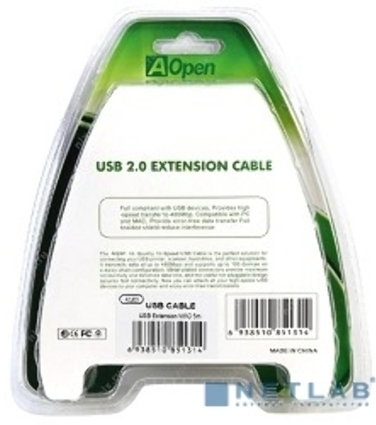 Кабель Aopen/QustКабель-адаптер USB2.0-repeater, удлинительный активный Am-->Af 5м (ACU823-5M) 6938510851314